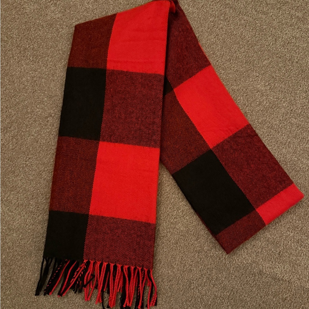 J. Crew Red and Black Buffalo Scarf - Picture 2 of 4